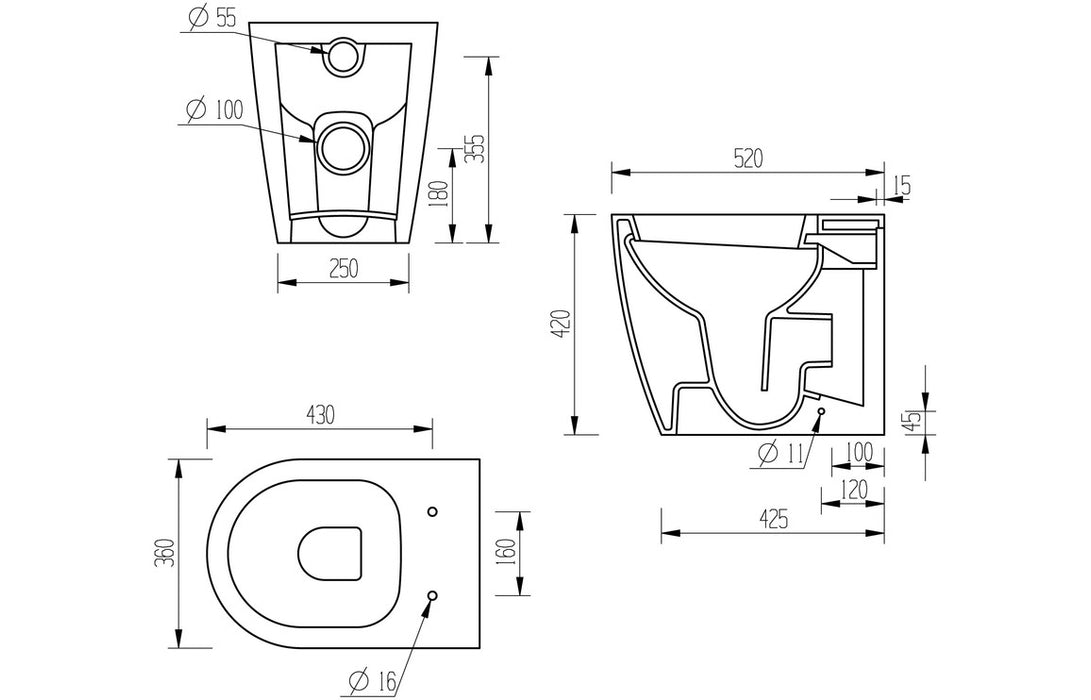 Cilantro Back To Wall Toilet - DIPTP0160