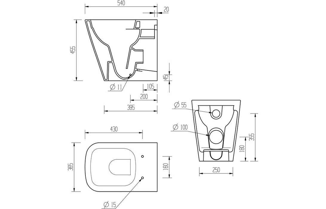 Tilia Rimless Comfort Height Back To Wall Toilet - DIPTP0174