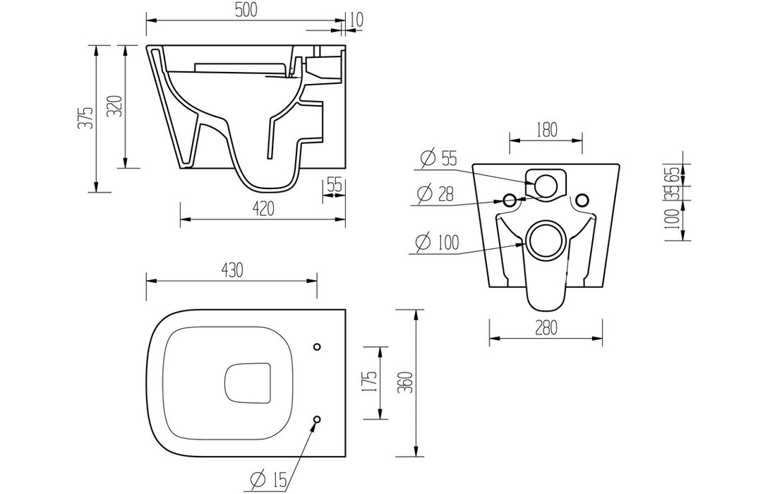 Tilia Rimless Wall Hung Toilet - DIPTP0178