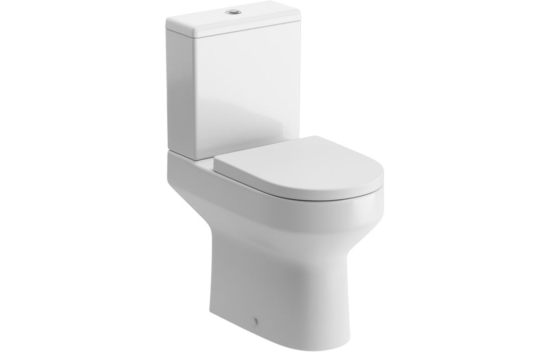 Laurus Rimless Comfort Height Close Coupled Open Back Toilet & Soft Close Seat - DIPTP0246