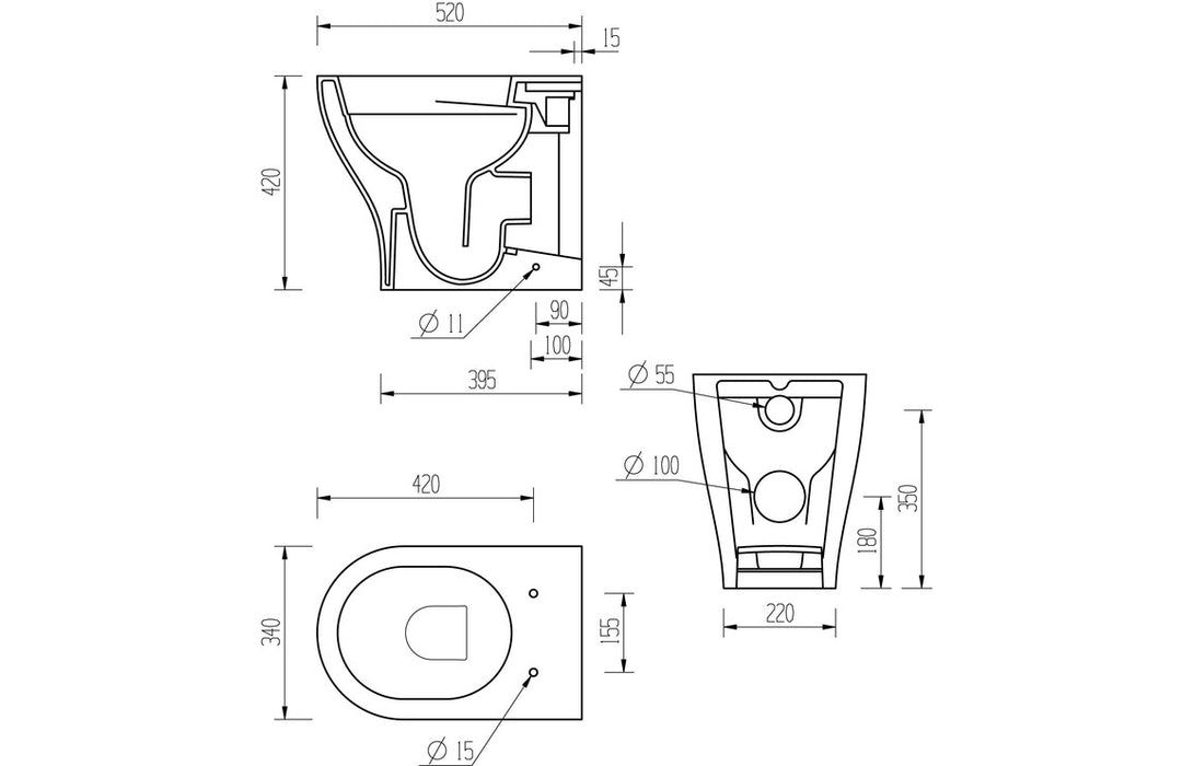 Lily Rimless Back To Wall Toilet - DIPTP0290