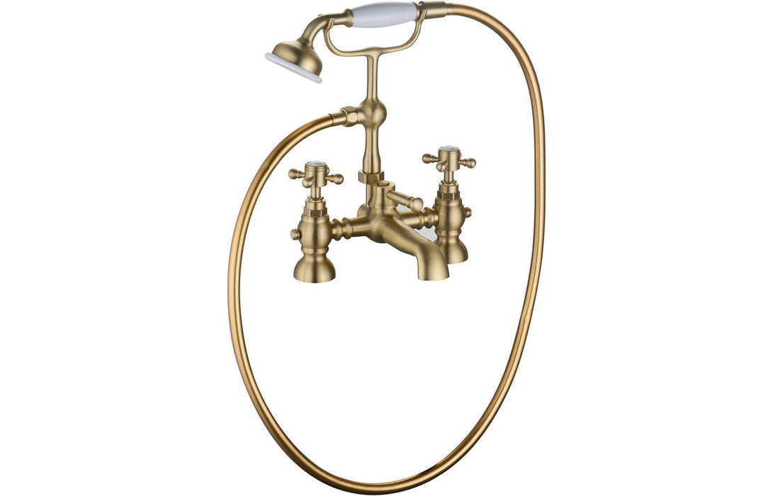 Tadlow 2TH Deck Mounted Bath Shower Mixer Brushed Brass - DITB1112