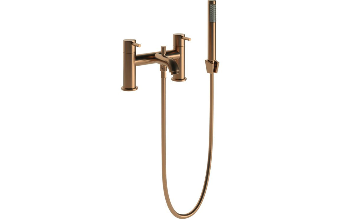 Pescara 2TH Deck Mounted Bath Shower Mixer Brushed Bronze - DITB1142