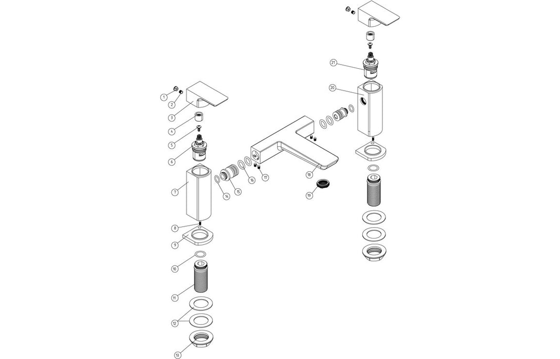 Berio 2TH Deck Mounted Bath Filler Chrome - DITB2152