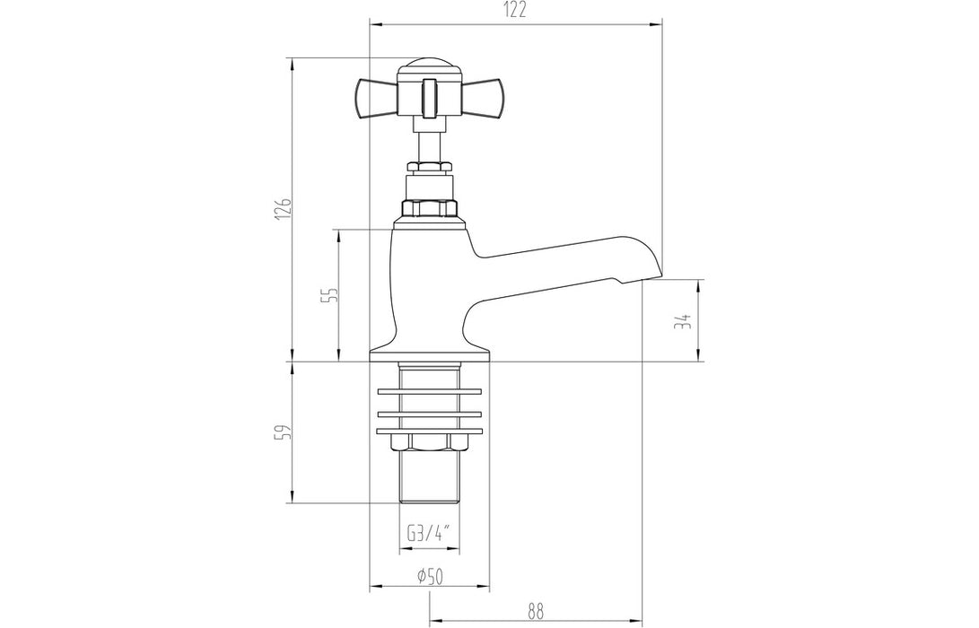 Bordon 2TH Deck Mounted Bath Taps Chrome - DITB2226