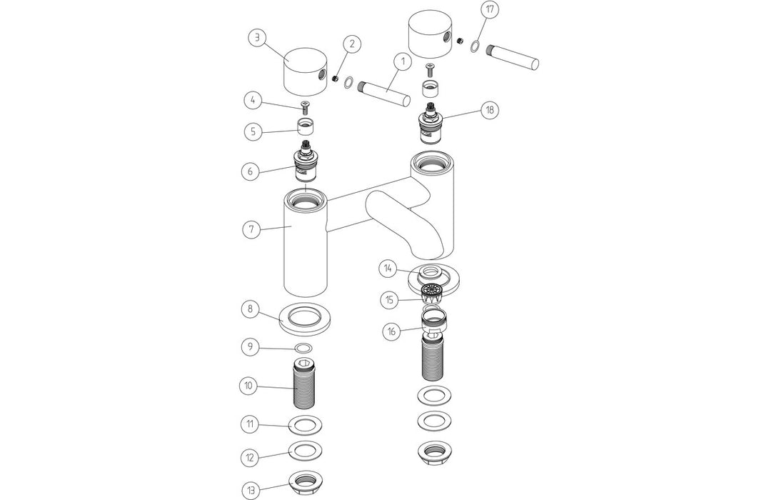 Pescara 2TH Deck Mounted Bath Filler Brushed Brass - DITB2270