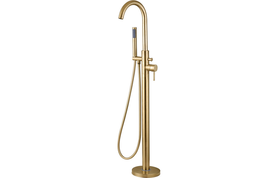 Pescara Floor Standing Bath Shower Mixer Brushed Brass - DITB2274