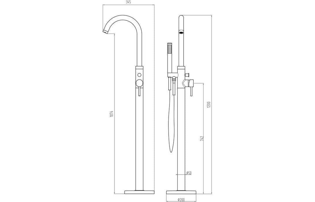 Pescara Floor Standing Bath Shower Mixer Brushed Brass - DITB2274