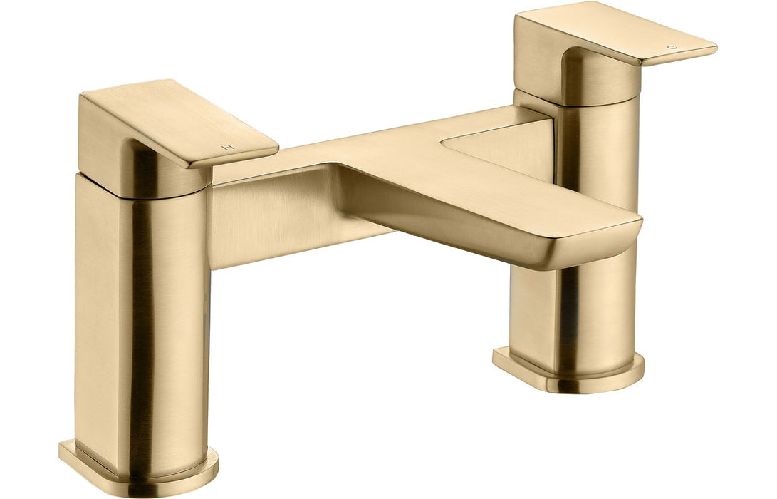 Berio 2TH Deck Mounted Bath Filler Brushed Brass - DITB2276