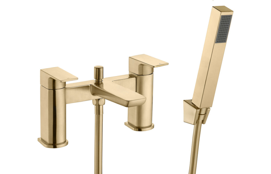 Berio 2TH Deck Mounted Bath Shower Mixer Brushed Brass - DITB2278