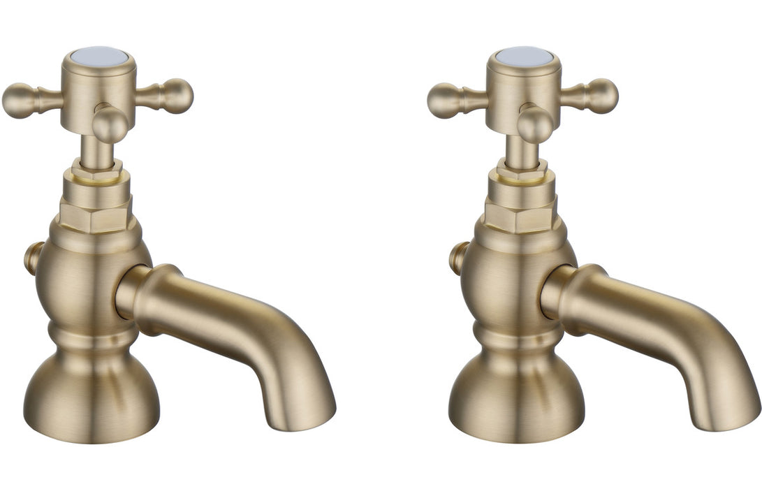 Tadlow 2TH Deck Mounted Bath Taps Brushed Brass - DITB2286