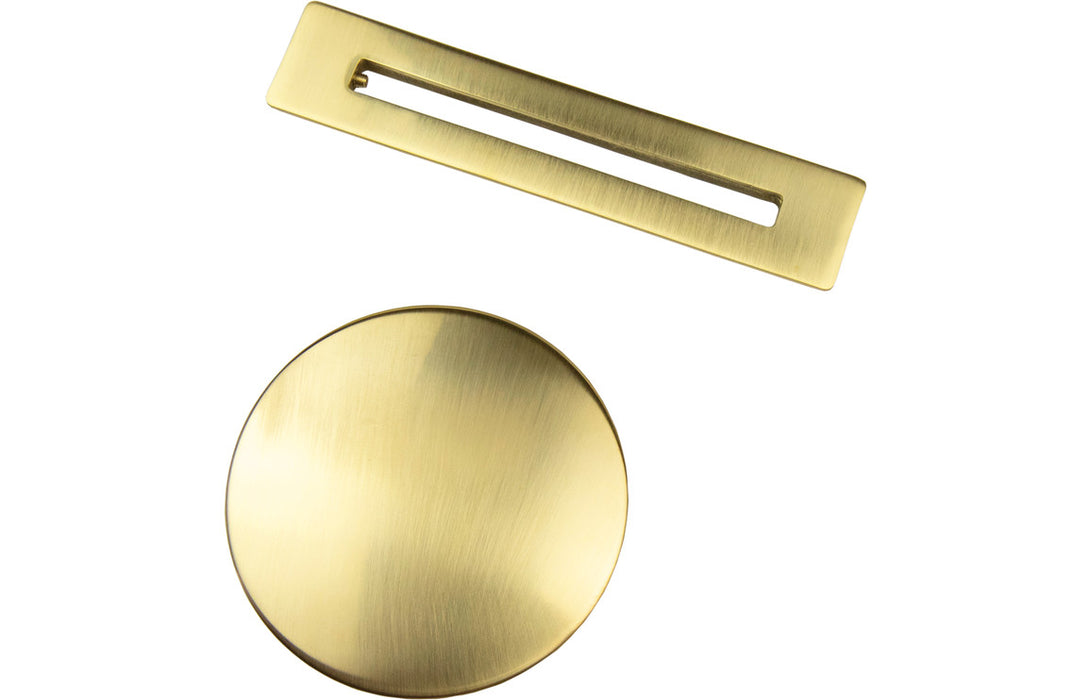 Floor Standing Brushed Brass Bath Overflow & Waste Cover - DITW0076