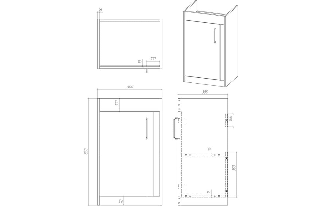 Elements Floor Standing 1 Door Basin Unit & Basin Matt Conifer Green - DIFTP2212