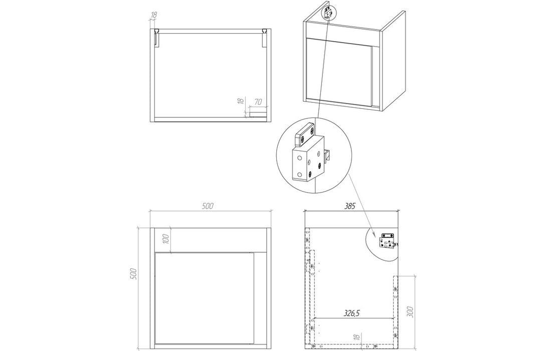 Elements Wall Hung 1 Door Basin Unit & Basin Matt Indigo Blue - DIFTP2224