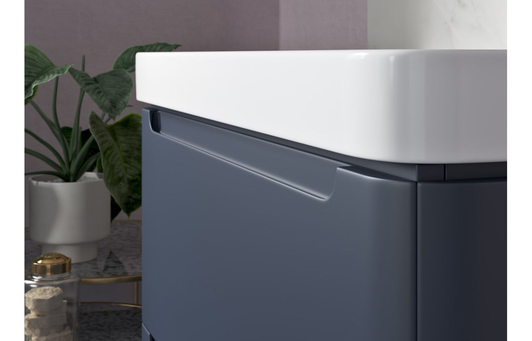 Lambra 600mm Wall Hung 2 Drawer Unit And Basin Matt Indigo - DIFTP1798