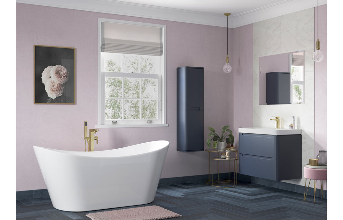 Lambra 600mm Wall Hung 2 Drawer Unit And Basin Matt Indigo - DIFTP1798