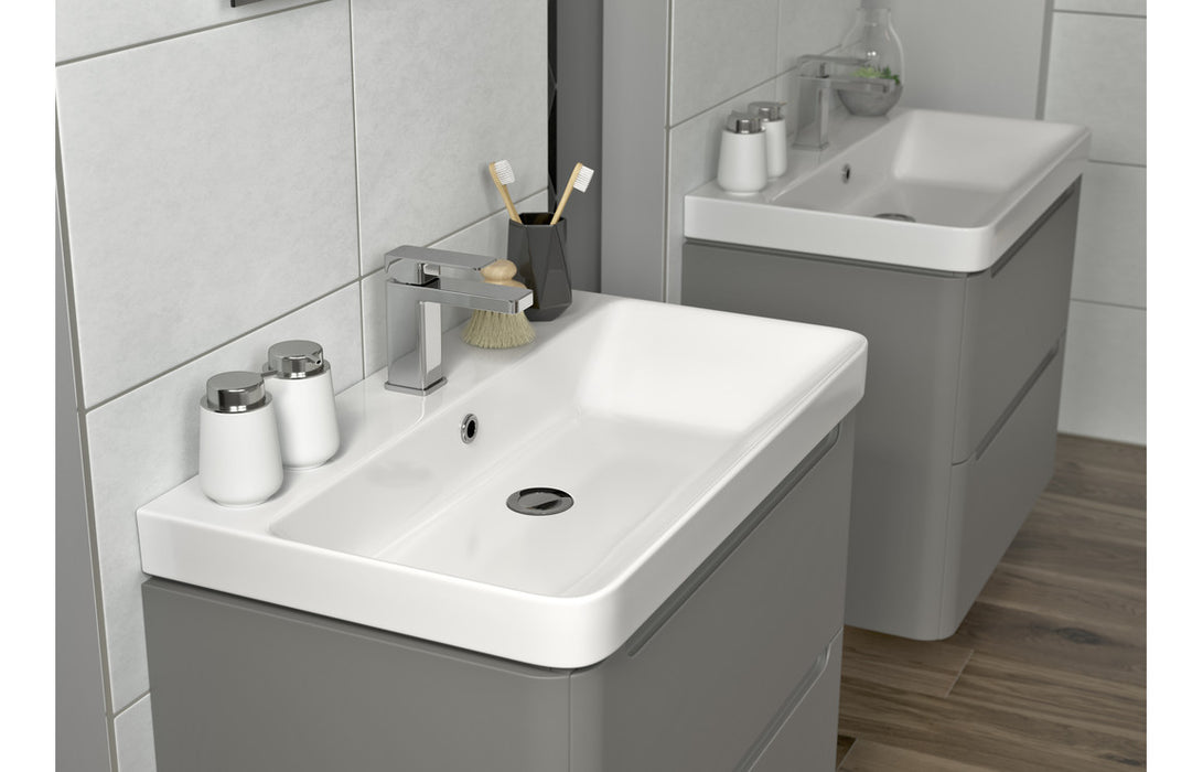 Lambra 800mm Wall Hung 2 Drawer Unit And Basin Matt Grey - DIFTP1808