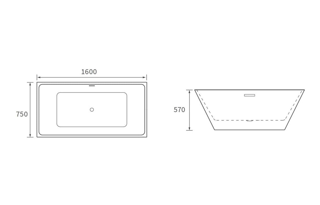 Hoxton Freestanding Bath 1600mm x 750mm - DIBF0066