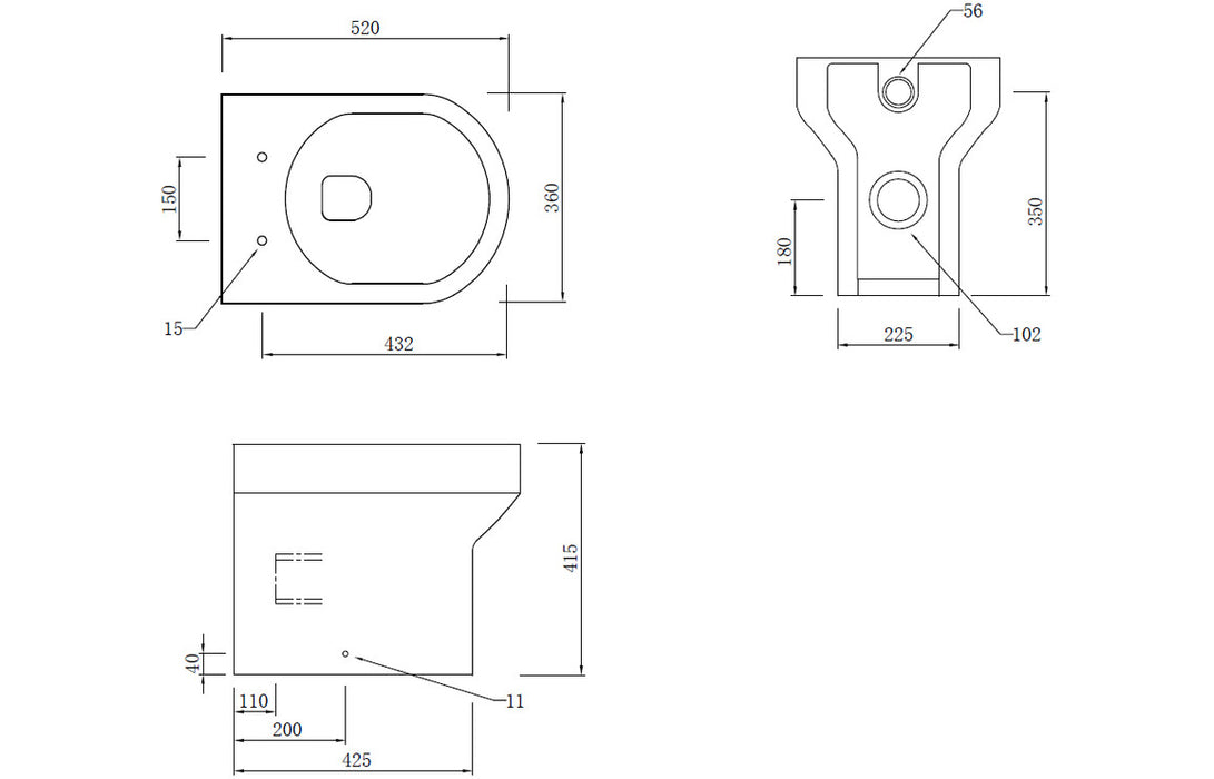 Laurus Rimless Back To Wall Toilet & Soft Close Seat - DIPTP058