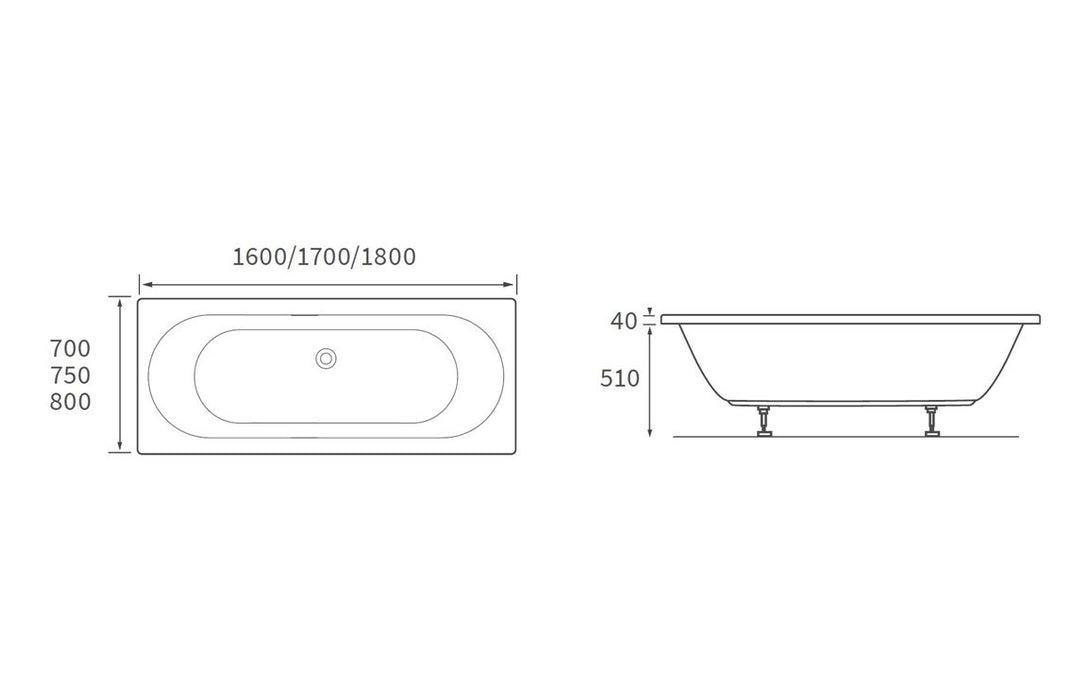 Miami SUPERCAST Double Ended Bath 1700 x 700mm - DIBRP2002C