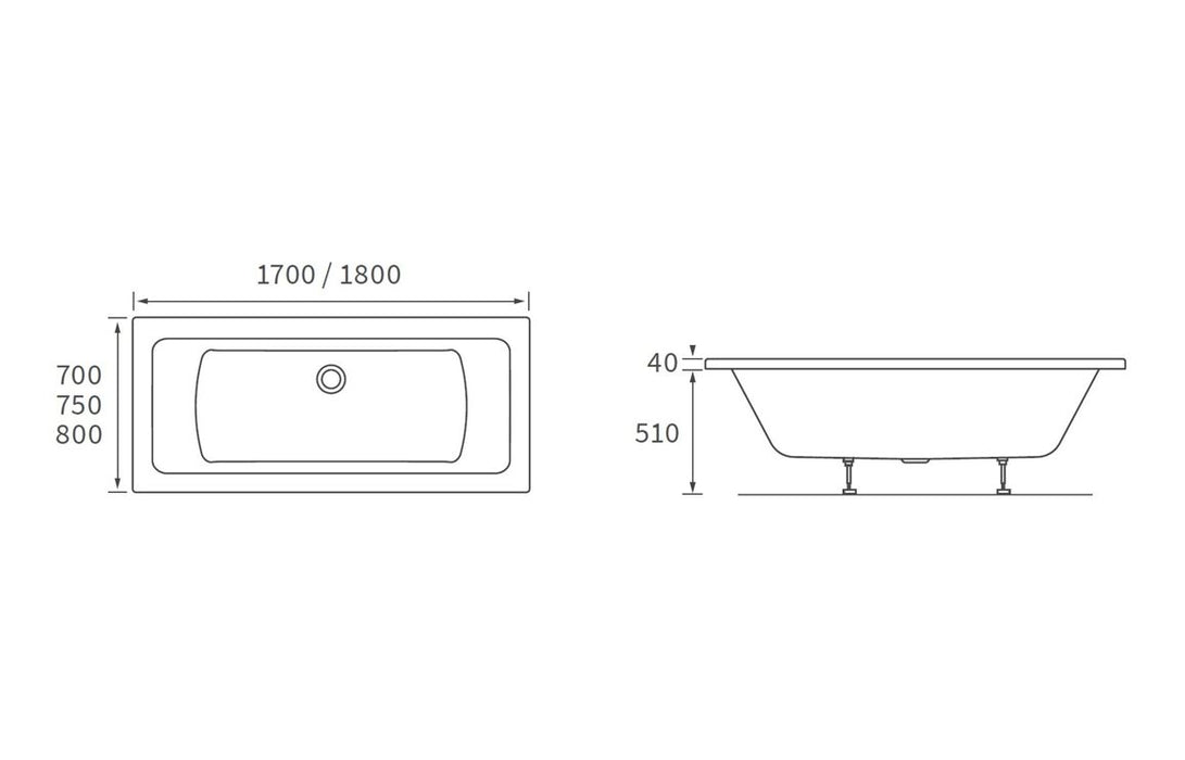 Navarre Double Ended Bath 1700 x 750mm - DIBRP0058