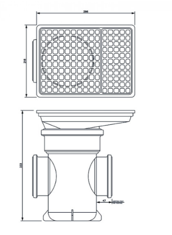 FloPlast D530 110mm Back Inlet Bottle Gully With Rectangle Grid