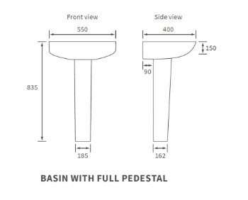 Tuscany 550x400mm 1TH Basin & Full Pedestal - DIPBP1164