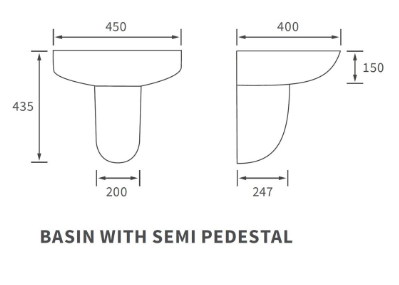 Tuscany 450x400mm 1TH Basin & Semi Pedestal - DIPBP1160