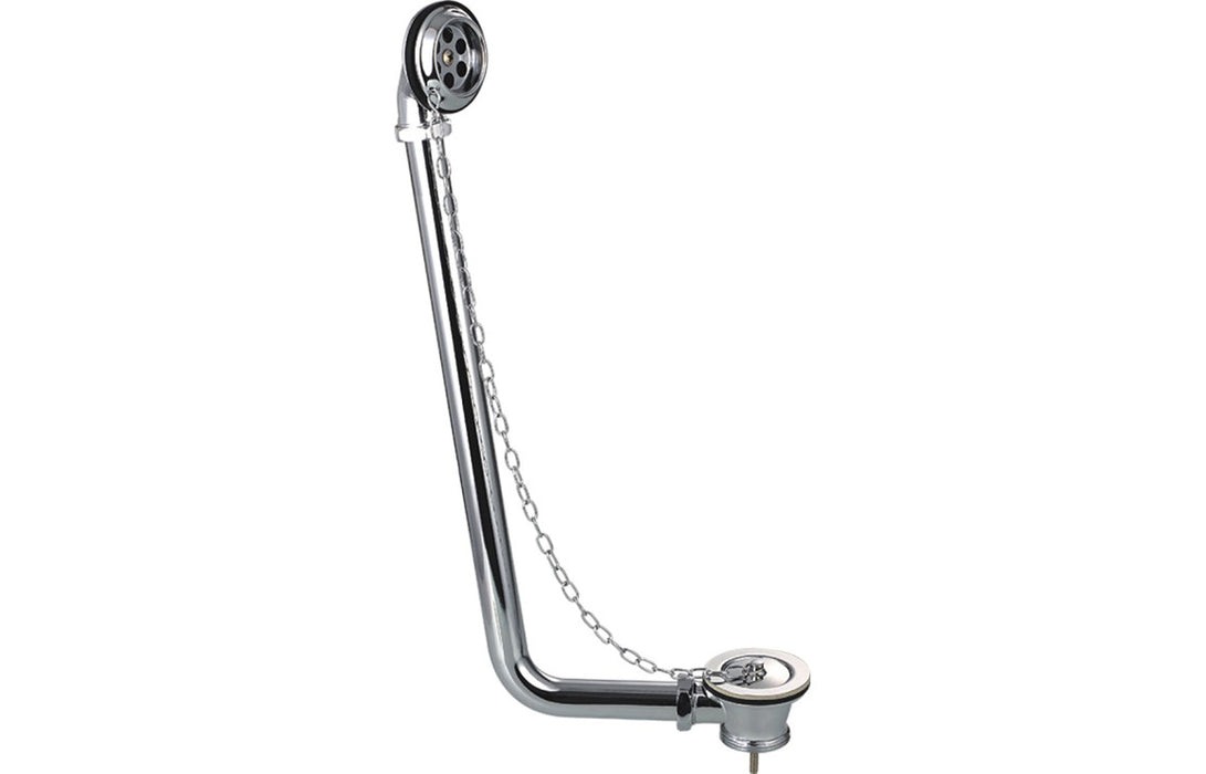 Exposed Freestanding Chrome Bath Plug & Chain Waste - DITW0030