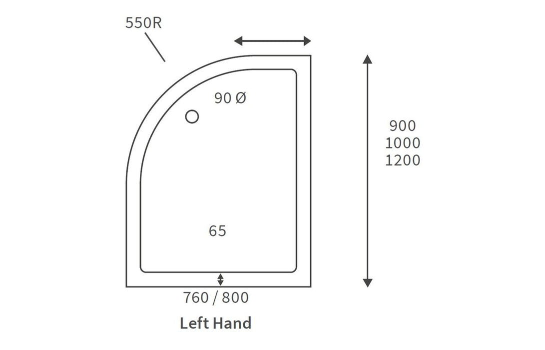 1200x900mm Low Profile Stone Resin Offset Quadrant Shower Tray & Waste Right Hand - DIETP1242