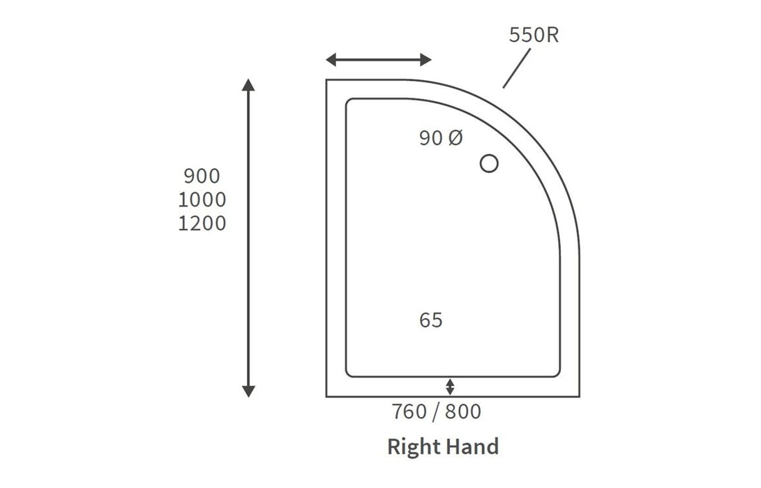 1200x800mm Low Profile Stone Resin Offset Quadrant Shower Tray & Waste Right Hand - DIETP1252