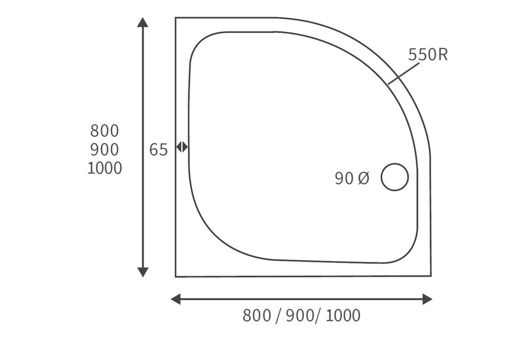 900x900mm Quadrant Low Profile Stone Resin Shower Tray & Waste - DIETP9026