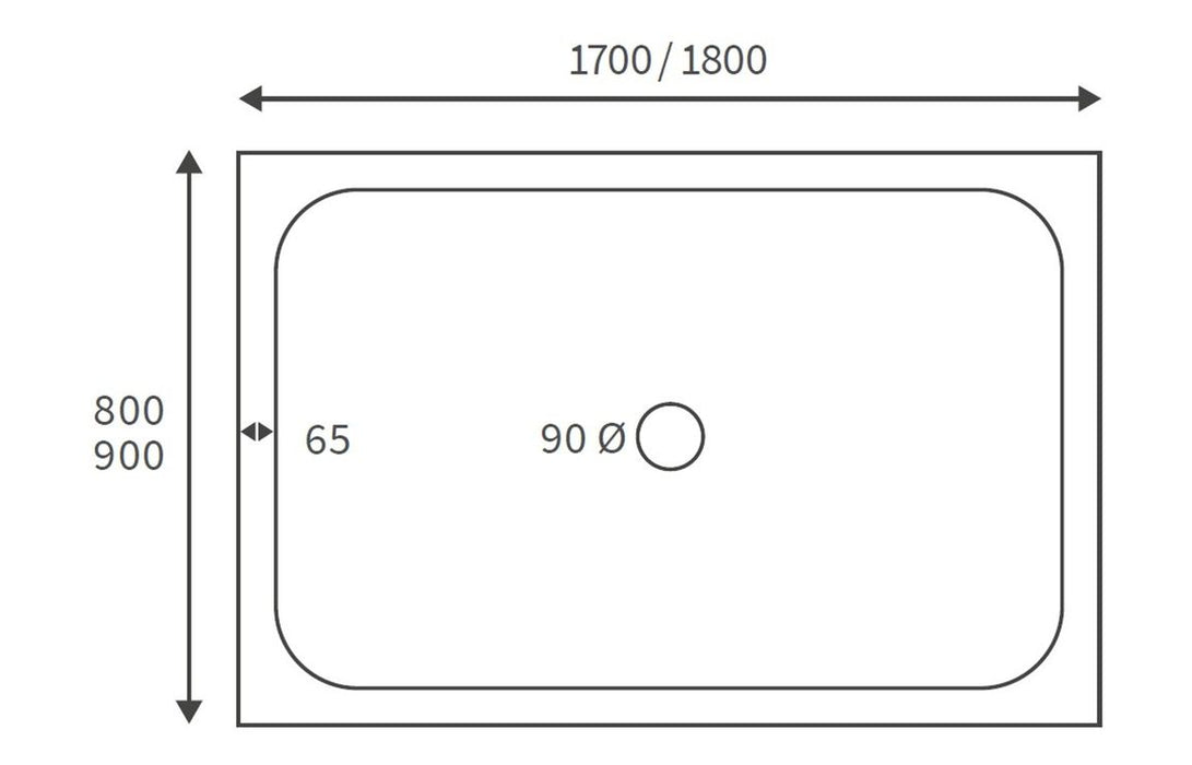 1800x800mm Rectangle Low Profile Stone Resin Shower Tray & Waste - DIETP1804