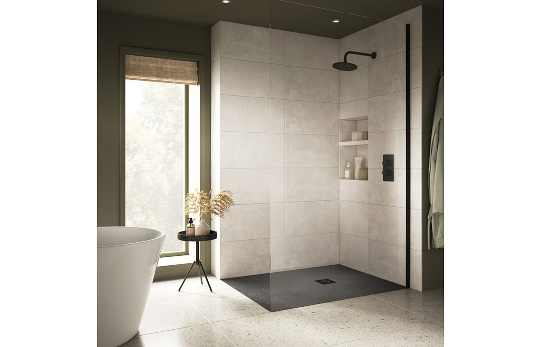 1600x900mm Rectangle Ultra Slim Slate Effect Grey Shower Tray & Waste - DIETP1624