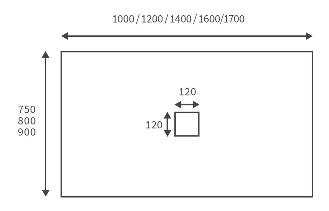 1400x800mm Rectangle Ultra Slim Slate Effect Grey Shower Tray & Waste - DIETP1403