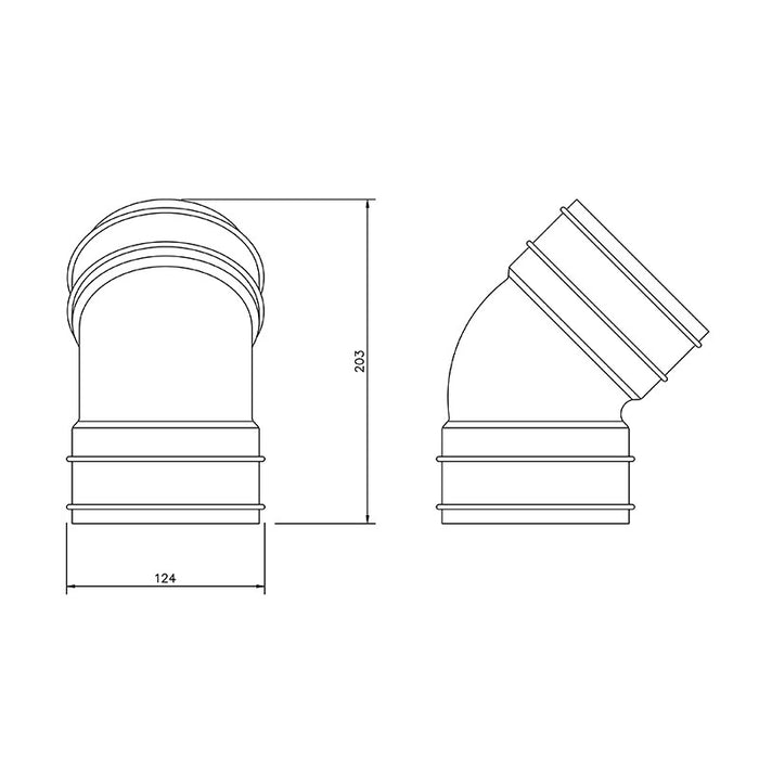 FloPlast SS563B 110mm Solvent Soil 135° Double Socket Bend - Black