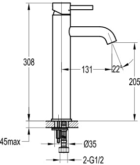 Flova Levo Brushed Nickel Tall Mono Basin Mixer - BN-LVTBAS