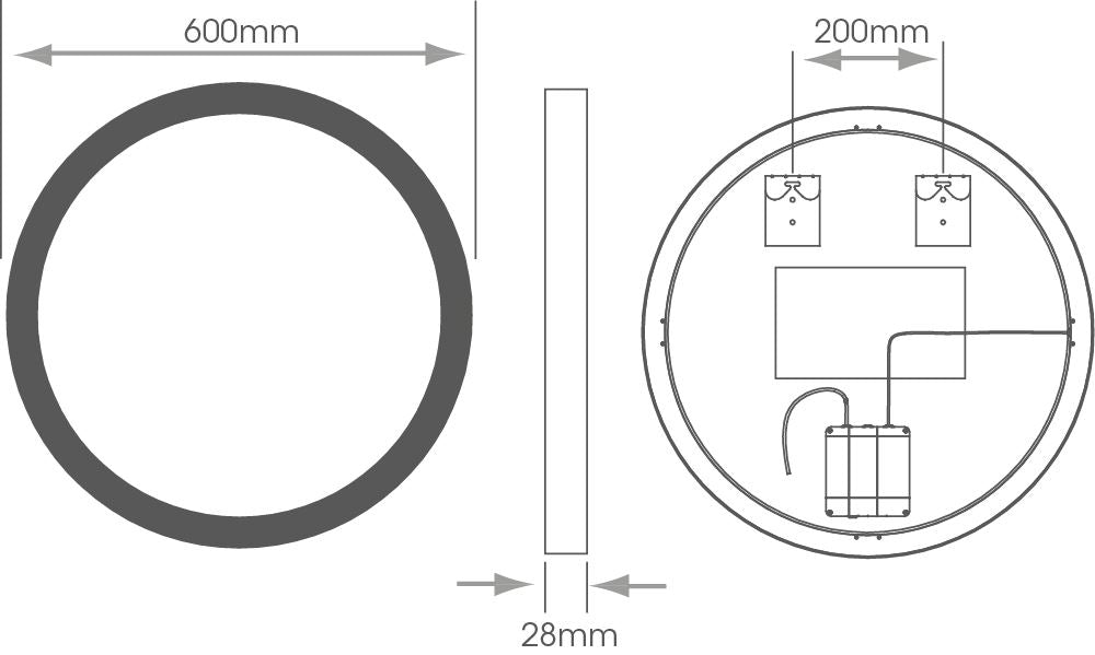 Sycamore Sudbury 600mm Tuneable LED Mirror With Demister - SY9009